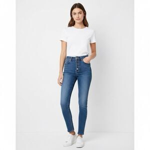 RE/DONE 90s High Rise Ankle Crop Jeans 24 Vintage Distressed Medium Wash Minimal